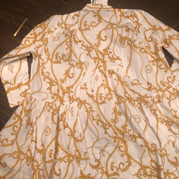 GANNI PRINTED COTTON POPLIN GATHERED PANEL WIDE MINI SHIRT DRESS, size 36 & 42 - Picture 4 of 6